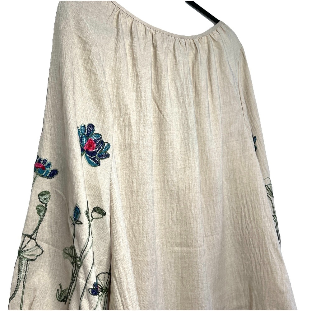 NWT Olivia & Martin Boho Embroidered Peasant Blouse Ballon Sleeves‎ Size 3X - Picture 10 of 11